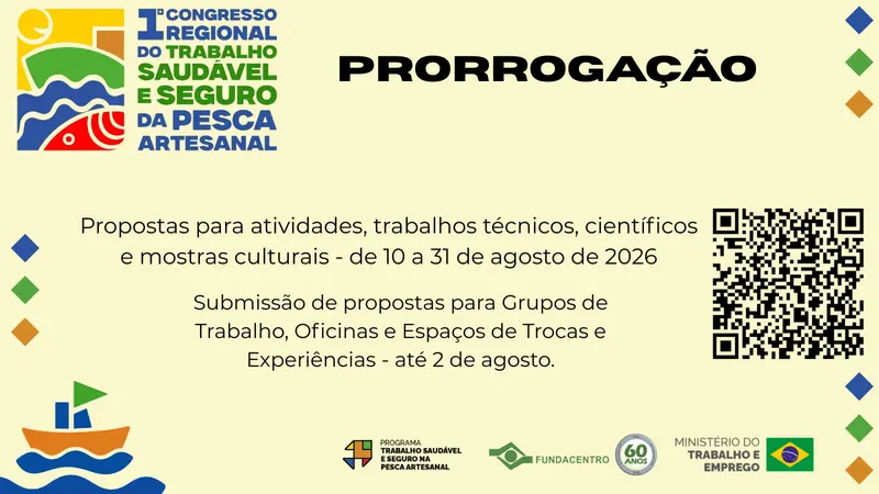 I Congresso Regional de Saúde e Segurança na Pesca Artesanal prorroga prazo de submissão